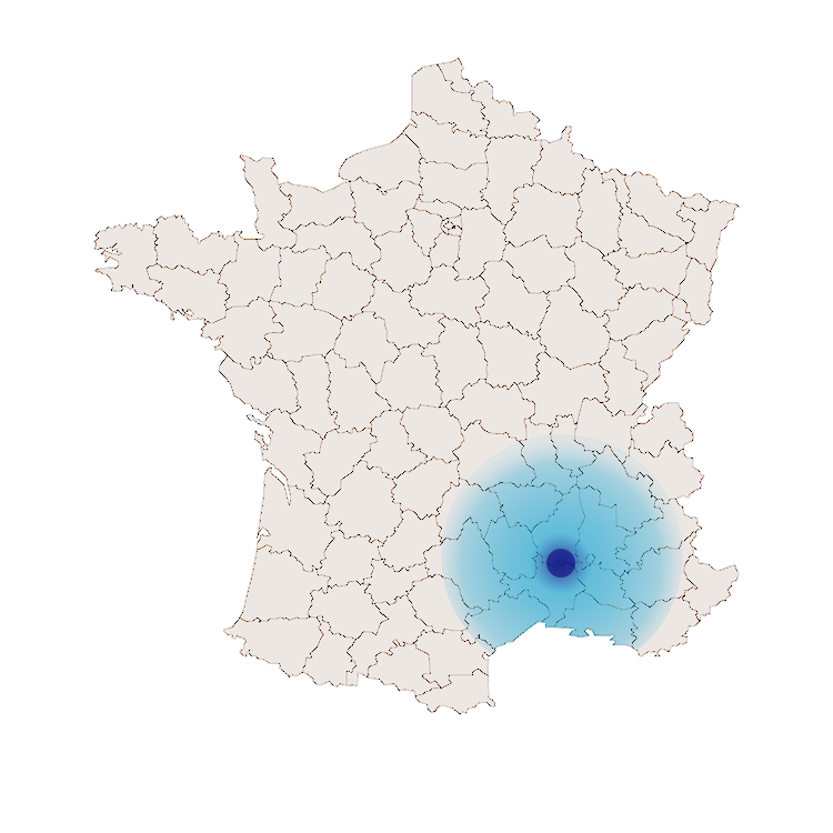 Carte de France des zones d'intervention