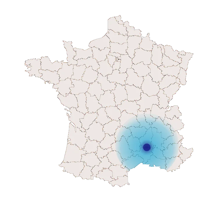 Carte de France des zones d'intervention EAM Expertise